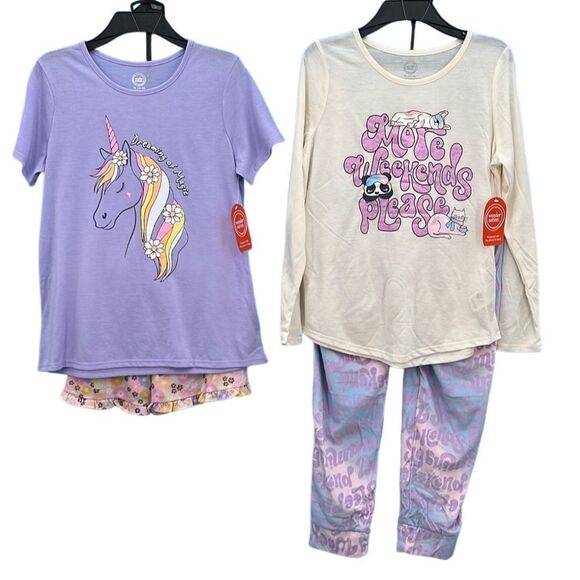 Girls Long & Short Pajama Lounge Sleep 2pc Set, 2-Pack Size XL - Picture 1 of 8